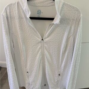 White embossed light zippered sweatshirt